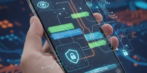 Smartphone con messaggi e sicurezza
