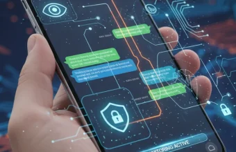 Smartphone con messaggi e sicurezza