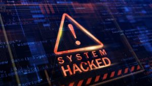 Sistema compromesso, avviso di hackeraggio.